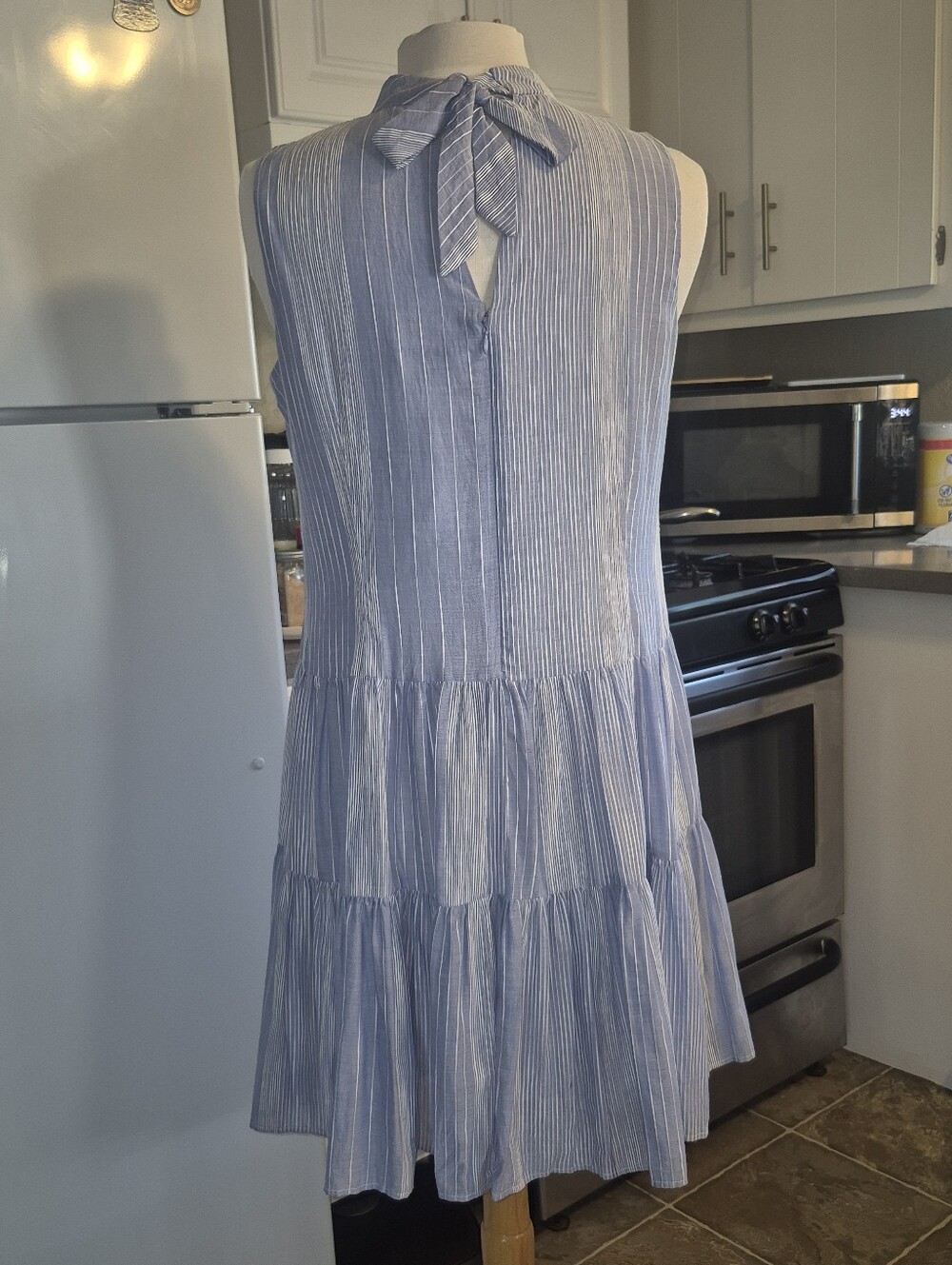 Calvin Klein Blue Stripe Tiered Sundress - Picture 4 of 4